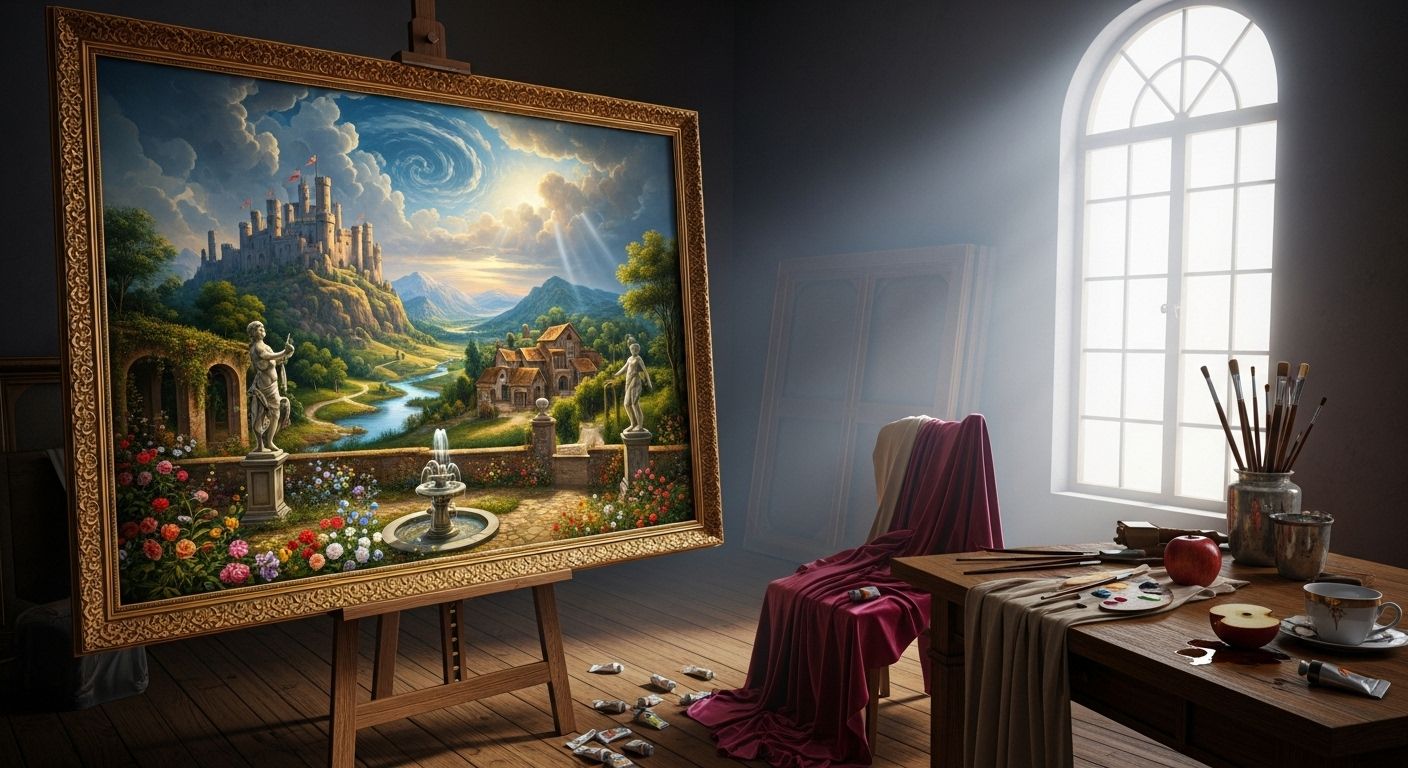 Woman Painting Renaissance Captures Divine Grace