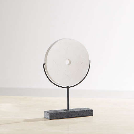 White Volcanic Ash Disc Sculpture — view 1