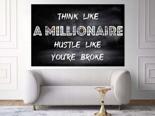 Think Like a Millionaire Canvas Print Motivational Wall Art Office Decor — view 1