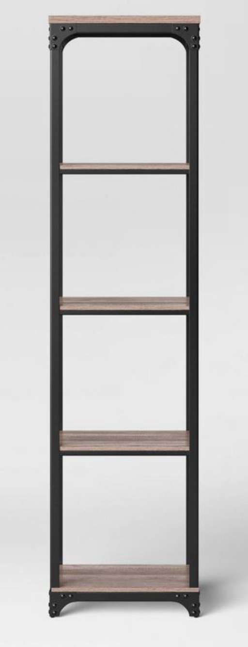 Jackman Industrial Wood Narrow 4 Shelf Bookcase Brown — view 1