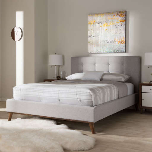 Valencia Mid - Century Modern Fabric Platform Bed — view 1
