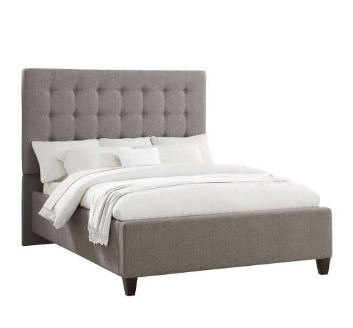 Mid Century Grey Upholstered Queen Bed — view 1