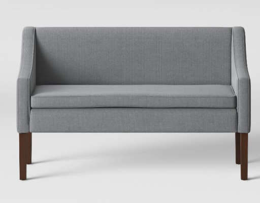 Nashua Settee Bench with Short Back Fabric Gray — view 1