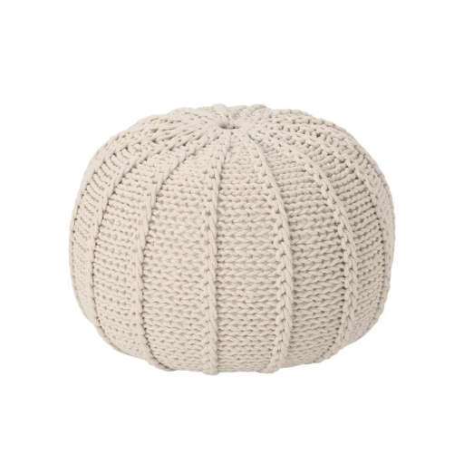 Corisande Knitted Cotton Pouf - Christopher Knight Home — view 1