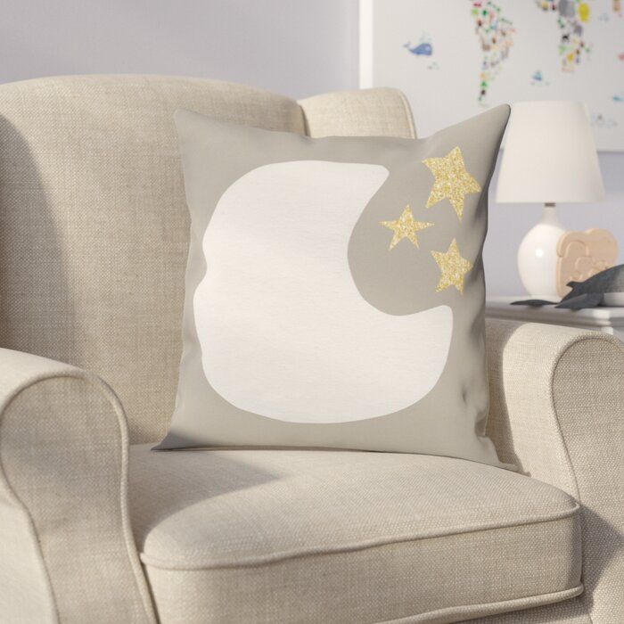 Aaliyah Moon and Stars Throw Pillow With Insert-18"x18" thumbnail 2