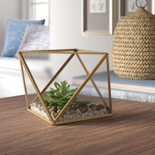 3" Artificial Evergreen Succulent in Terrarium — view 1