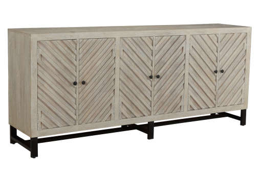 Otb Antique White Chevron 6 Door Sideboard — view 1