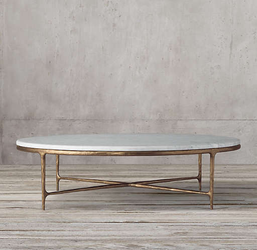 Thaddeus Forged Brass & Marble Round Coffee Table — view 1