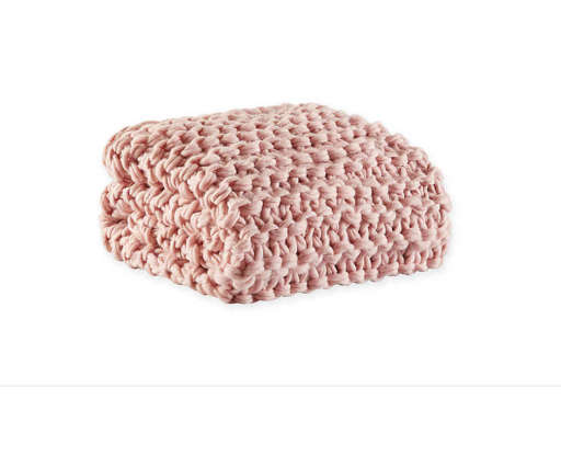 Madison Park Chunky Knit Throw Blanket in Blush — view 1