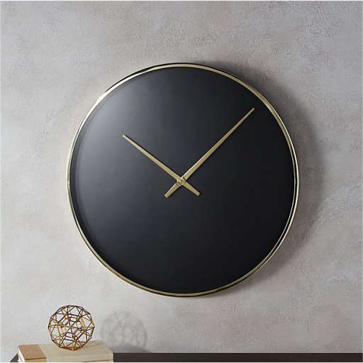 Solitaire Black and Gold Wall Clock — view 1