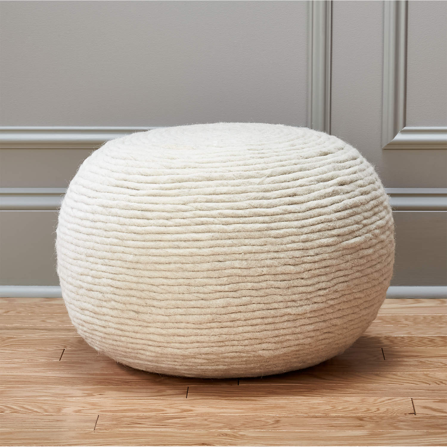 Wool Wrap Natural Pouf thumbnail 2