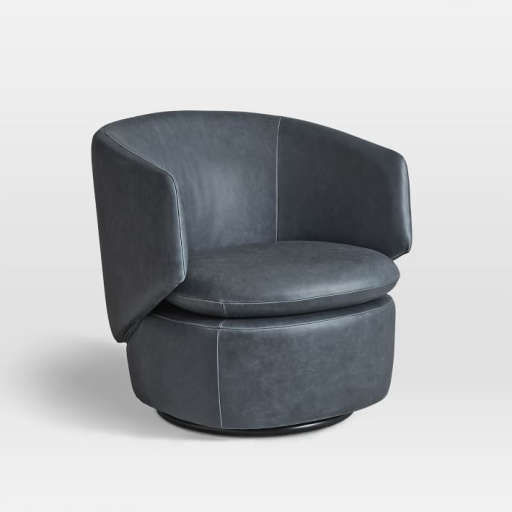 Crescent Leather Swivel Chair — view 1
