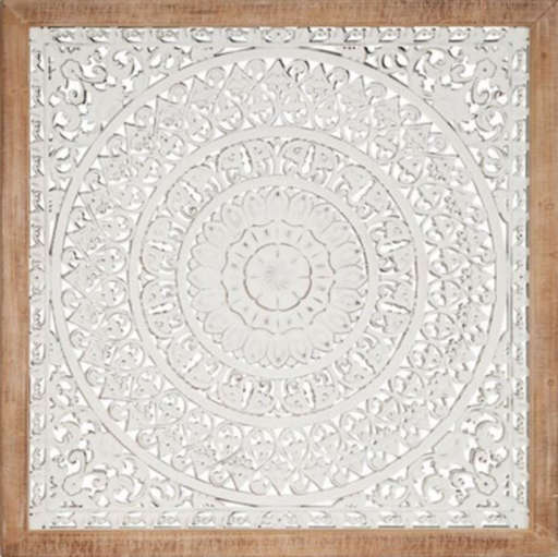 White Wood Carved Medallion — view 1