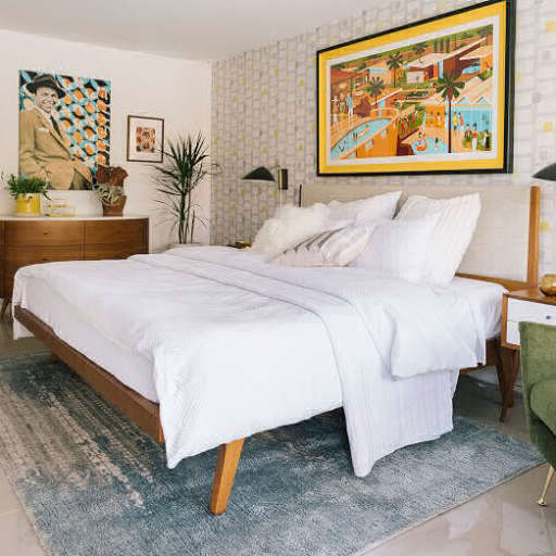 Modern Bed - Linen Weave (Natural)king — view 1
