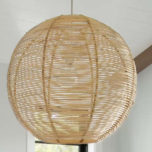 Niamh Continuous Weave Wicker Ball 1-Light Globe Pendant — view 1