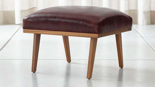 Cavett Leather Wood Frame Ottoman_2 — view 1