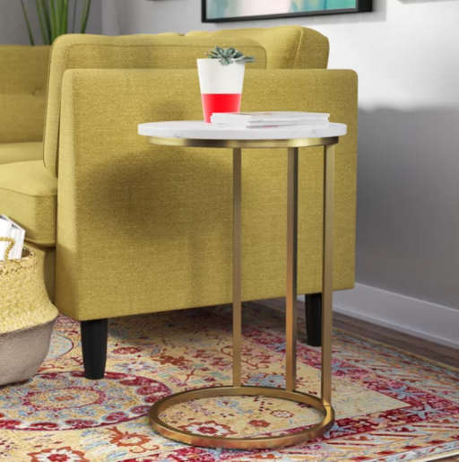 Faux White/Gold Maeve Round End Table — view 1