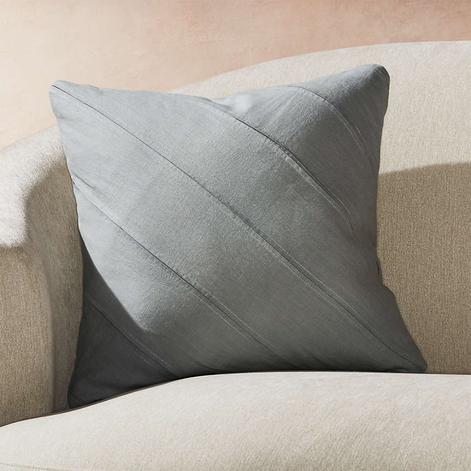 Theta Grey Linen Pillow thumbnail 3