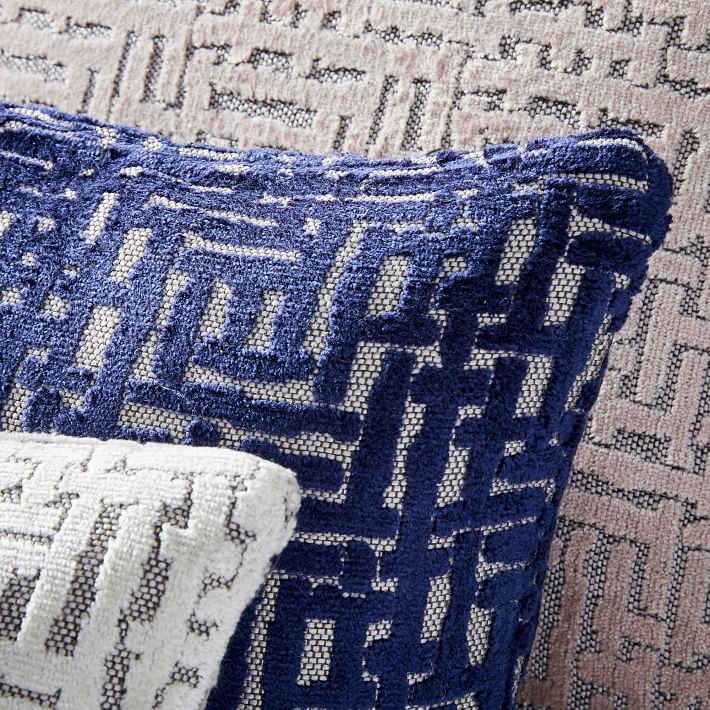 Allover Crosshatch Jacquard Velvet Pillow Covers With No Insert-20"x20" thumbnail 3