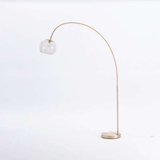 Overarching Acrylic Shade Floor Lamp - Antique Brass/Smoke — view 1