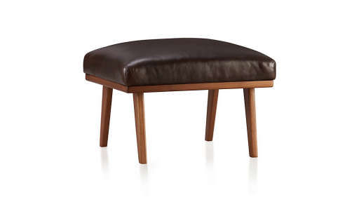 Cavett Leather Wood Frame Ottoman — view 1
