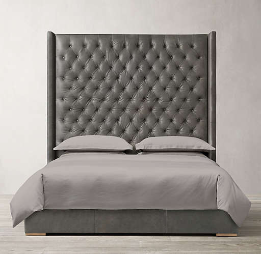 ADLER SHELTER DIAMOND-TUFTED LEATHER BED — view 1