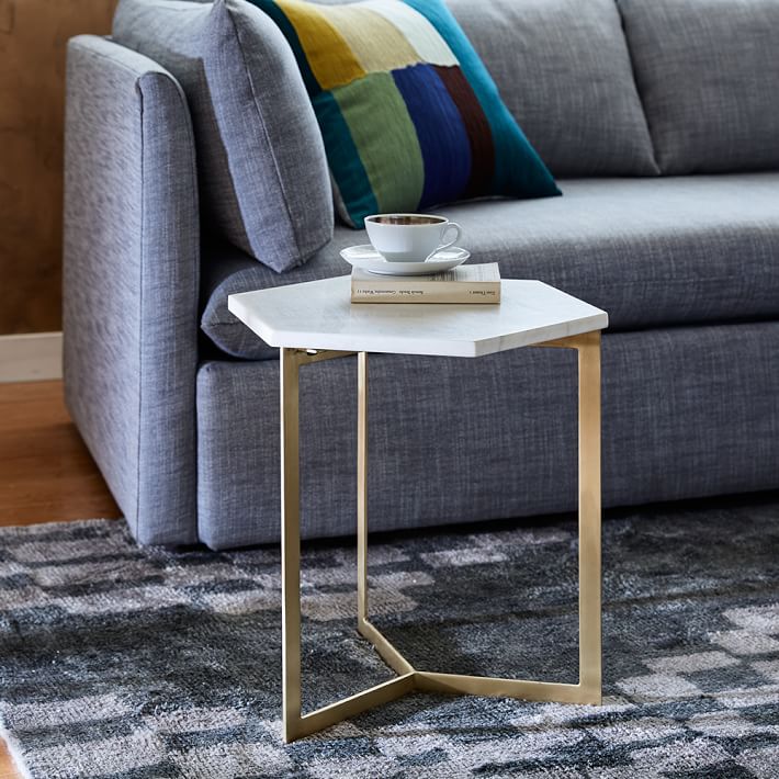 Hex Side Table Antique Brass thumbnail 2