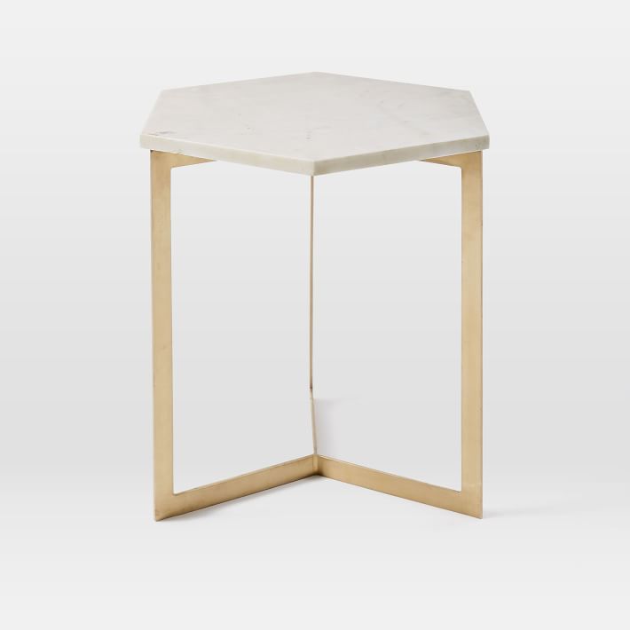 Hex Side Table Antique Brass thumbnail 3