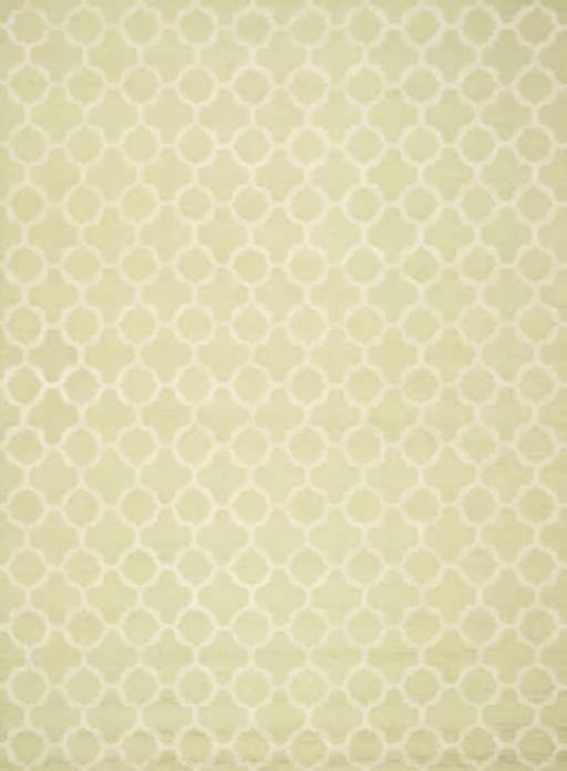 Cannen Geometric Handmade Tufted Wool Area Rug in Light Green / Ivory — view 1