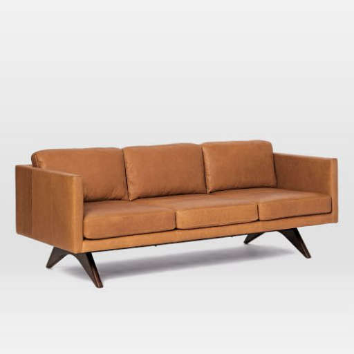 Brooklyn Down-Filled Leather Sofa (81") Burnt Sienna — view 1