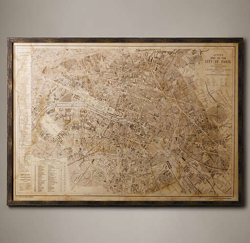 VINTAGE PARIS MAP — view 1