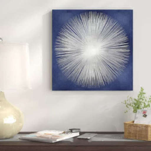 Silver Sunburst on Blue I Graphic Art on Wrapped Canvas — view 1