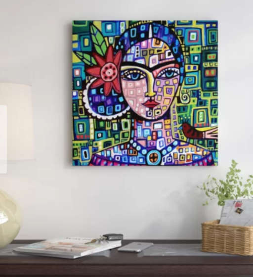 'Frida' Square Painting Print on Wrapped Canvas — view 1