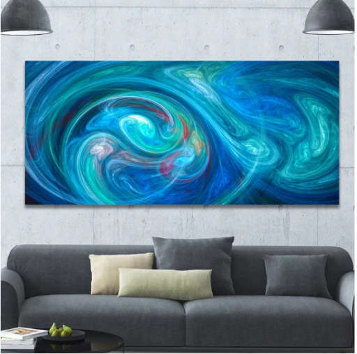 'Dark Blue Fractal Abstract Texture' Graphic Art on Canvas — view 1