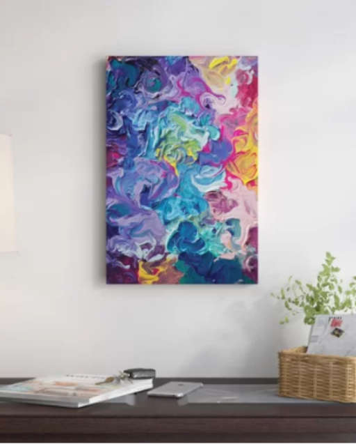 Rainbow Flow Painting Print on Wrapped Canvas — view 1