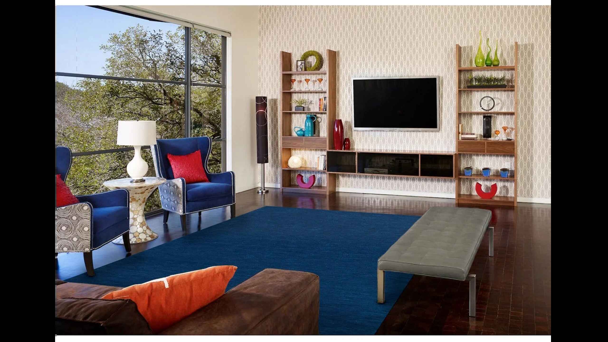 Lineville Handmade Handwoven Wool Area Rug in Midnight Navy Blue thumbnail 2