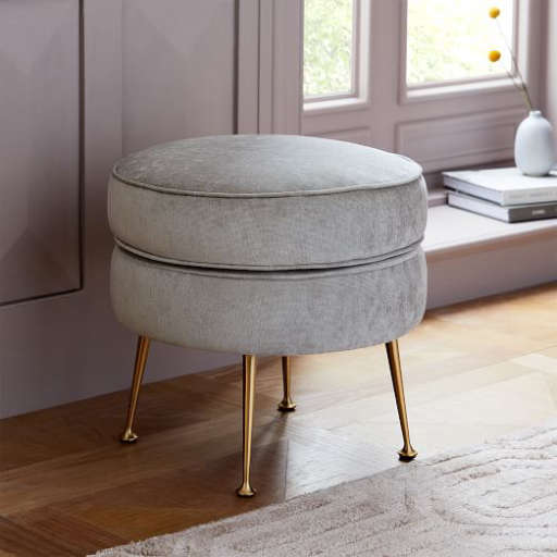 Pietro Mid-Century Round Ottoman — view 1