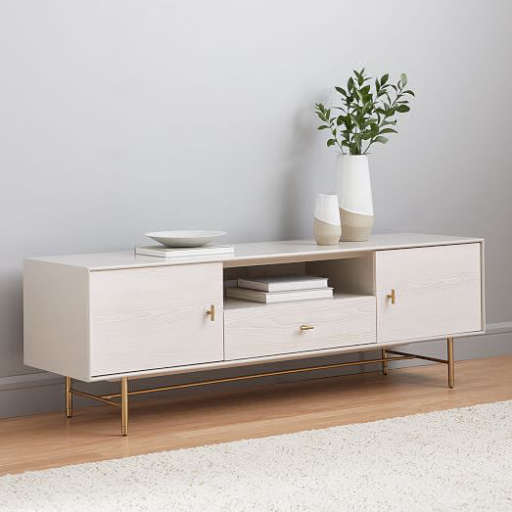 Modernist Wood + Lacquer Media Console (68") - Winter Wood — view 1