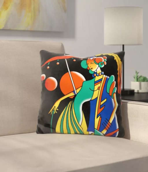 Art Deco Lady Throw Pillow — view 1