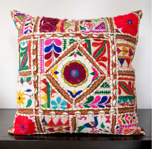 Cala Red Embroidered Decorative Pillow With No Insert-18"x18" — view 1