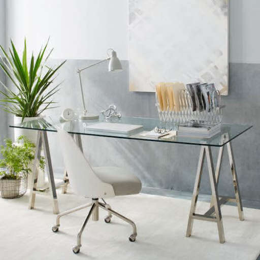 Cross-Base Desk - Polished Nickel — view 1