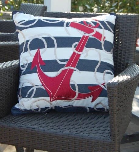 Sudie Anchor Embroidered Pillow With Insert-20"x20" thumbnail 2