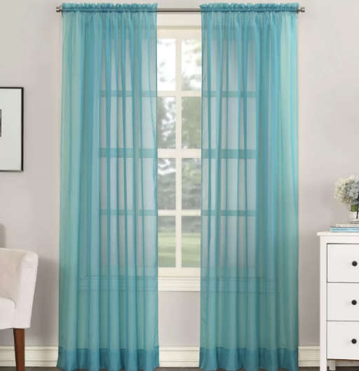 Emily Solid Color Sheer Rod Pocket Curtains — view 1