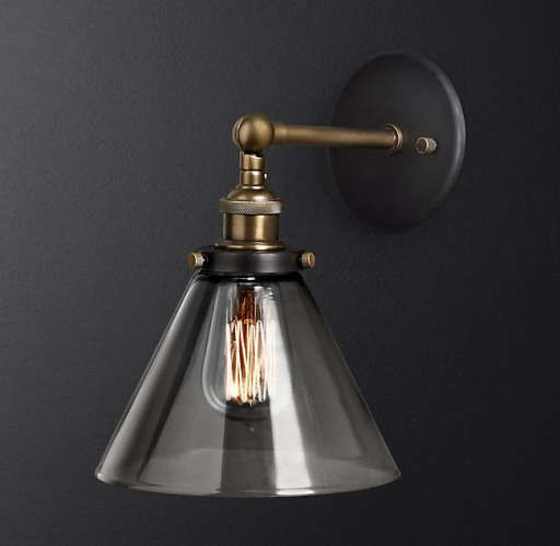 CLEAR GLASS FUNNEL SCONCE — view 1