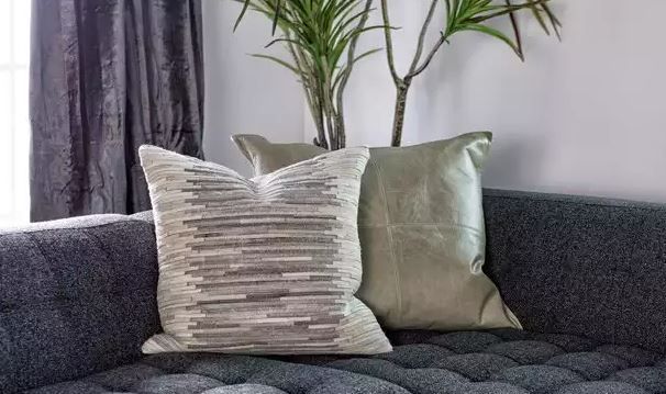 Accent Pillow Hide Stripes Ivory No Insert-20"x20" thumbnail 4
