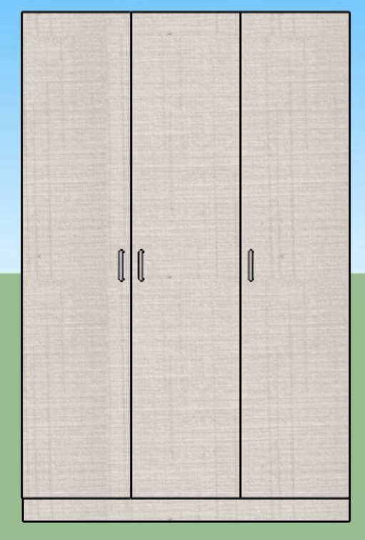 3 door White Cambric Plain Wardrobe — view 1