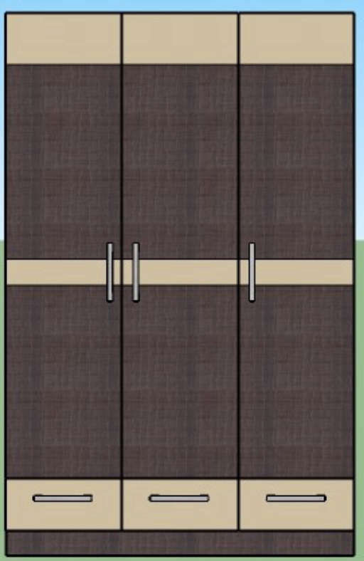 3 door Auburn Oak trip With Drawer Wardrobe — view 1