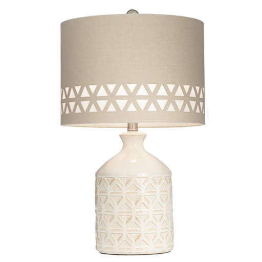 Kathy Ireland Menlo Creme Triangle Pattern Accent Table Lamp — view 1