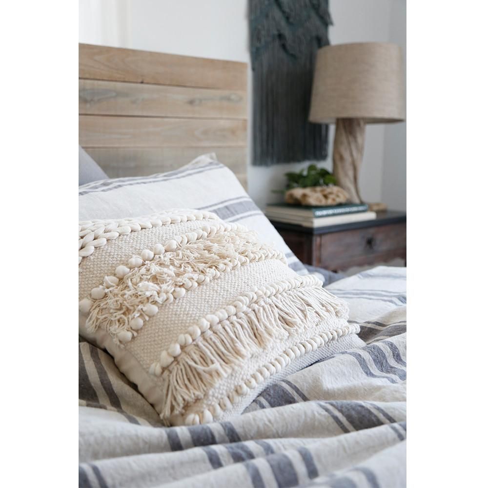 Iman Hand Woven Pillow in Ivory With Insert-20"x20" thumbnail 2