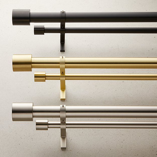 MATTE BLACK CAP FINIAL DOUBLE ROD CURTAIN ROD SET thumbnail 2